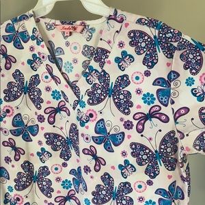 Butterfly print Scrub top